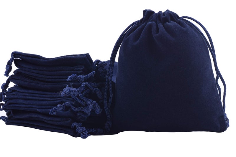 Sansam 25pcs Navy Drawstrings Velvet Bags for Jewelry, Gift, Wedding Favors, Candy Bags, Party Favors, 4.8x6.0'' - Image 1